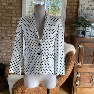 J. CREW SCHOOLBOY BLACK & WHITE POLKA DOT BLAZER JACKET 2 EXCELLENT